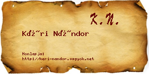Kéri Nándor névjegykártya
